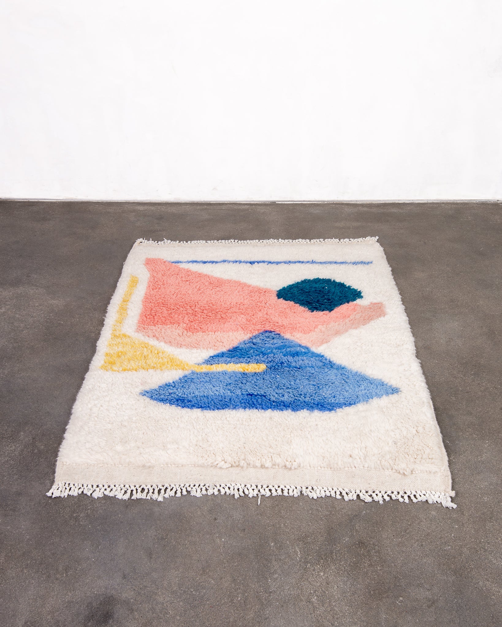 Modern designer handcrafted Berber rug from morocco Beniourain with beautiful colors and patterns